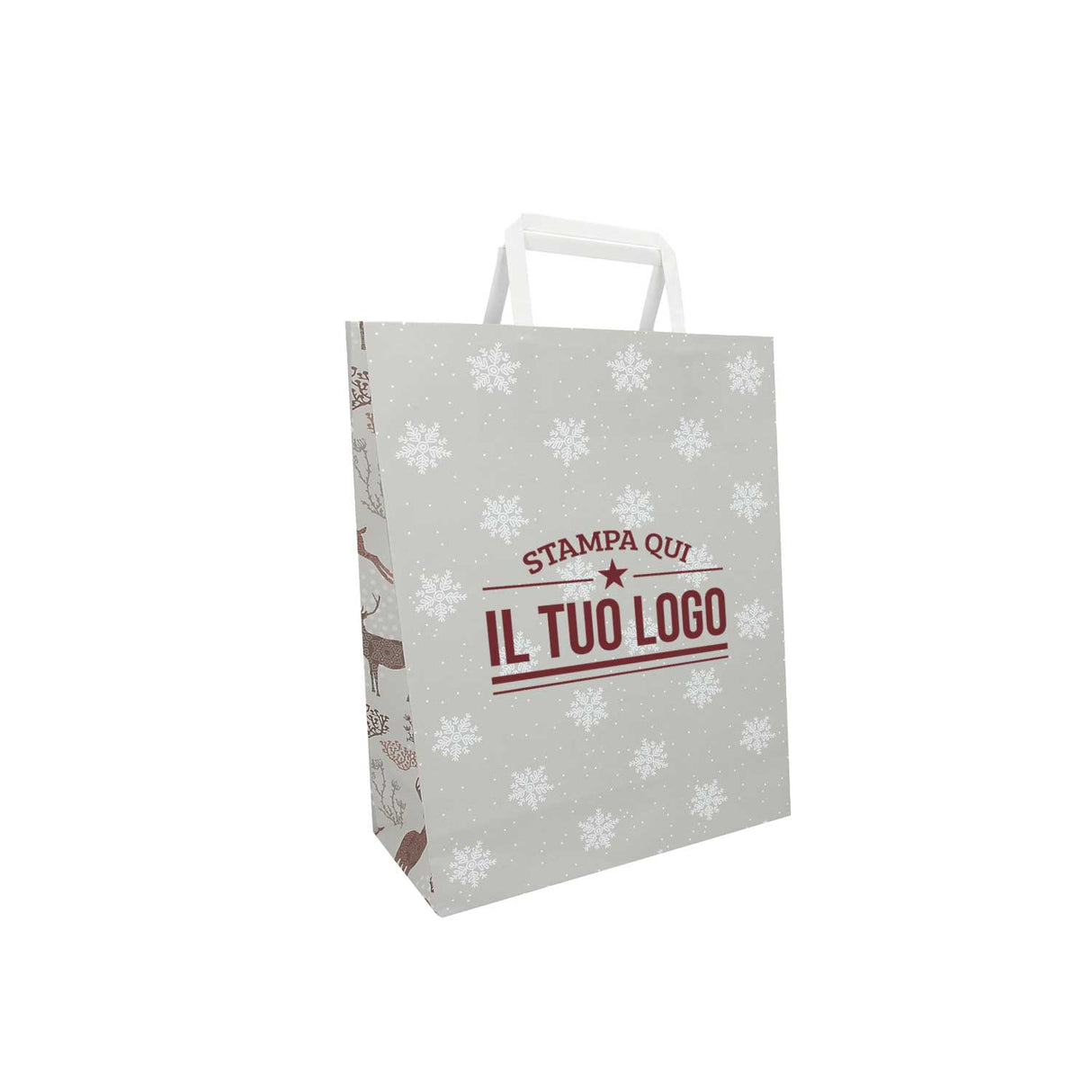 Shopper Carta Personalizzate Fantasia Renne Stampa Serigrafica