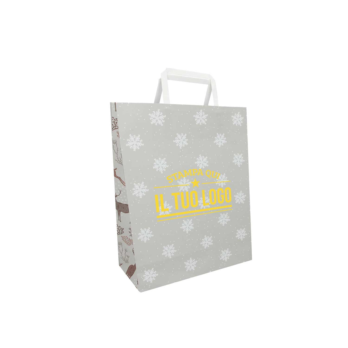 Shopper Carta Personalizzate Fantasia Renne Stampa Serigrafica