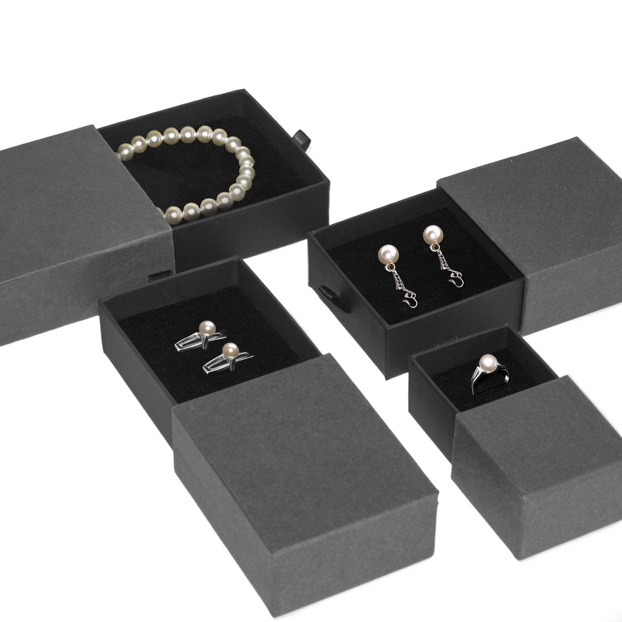 Astuccio Gioielleria Apertura Frontale Grigio e Nero