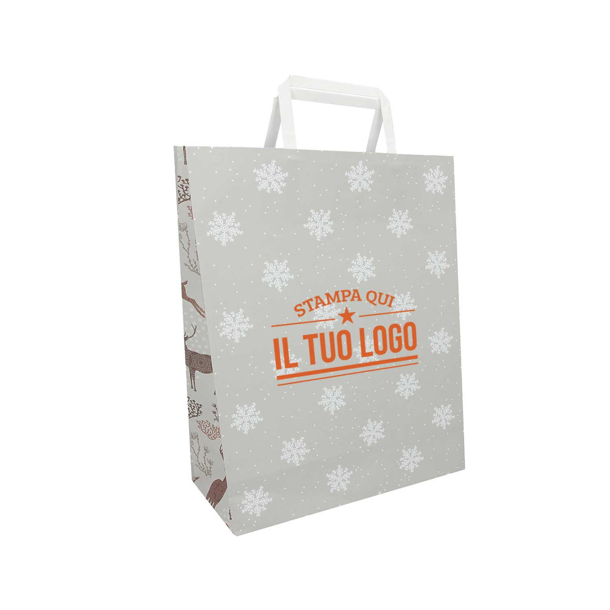 Shopper Carta Personalizzate Fantasia Renne Stampa Serigrafica
