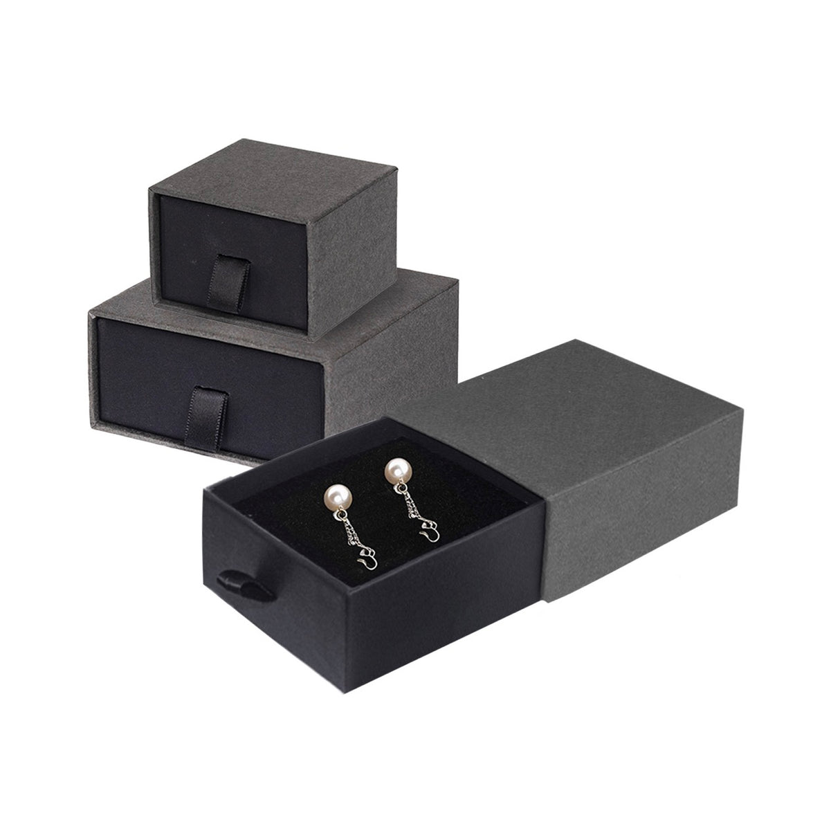 Astuccio Gioielleria Apertura Frontale Grigio e Nero