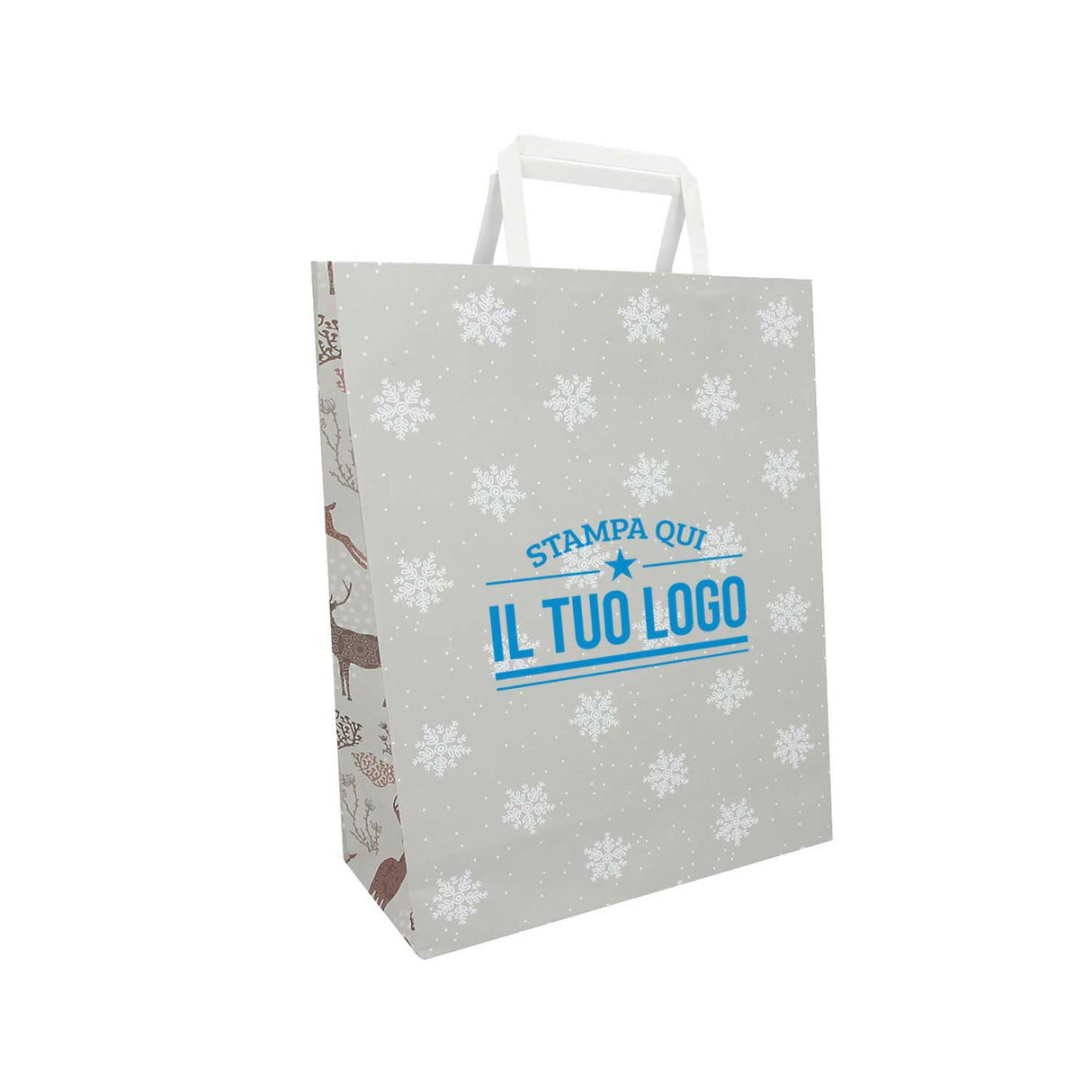 Shopper Carta Personalizzate Fantasia Renne Stampa Serigrafica