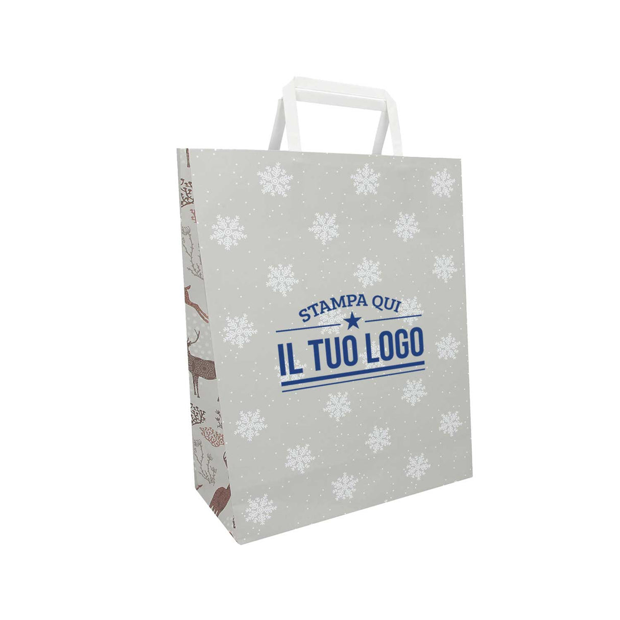 Shopper Carta Personalizzate Fantasia Renne Stampa Serigrafica