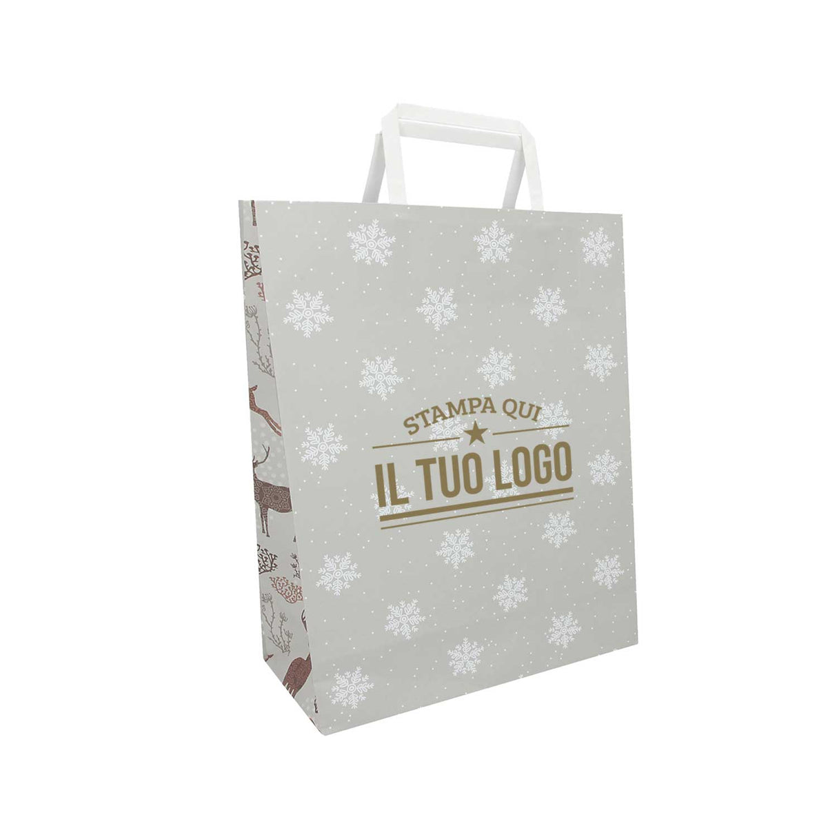 Shopper Carta Personalizzate Fantasia Renne Stampa Serigrafica