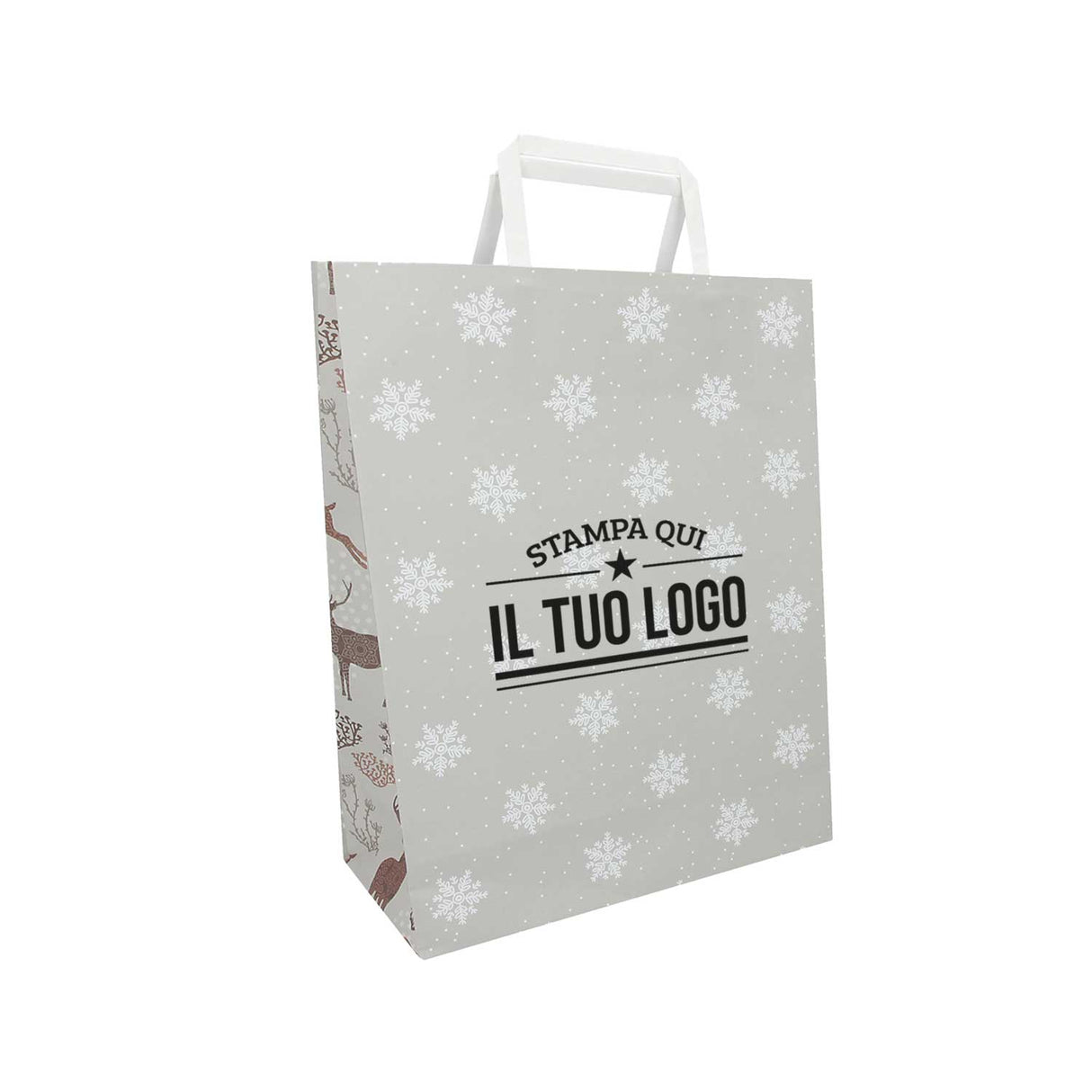 Shopper Carta Personalizzate Fantasia Renne Stampa Serigrafica