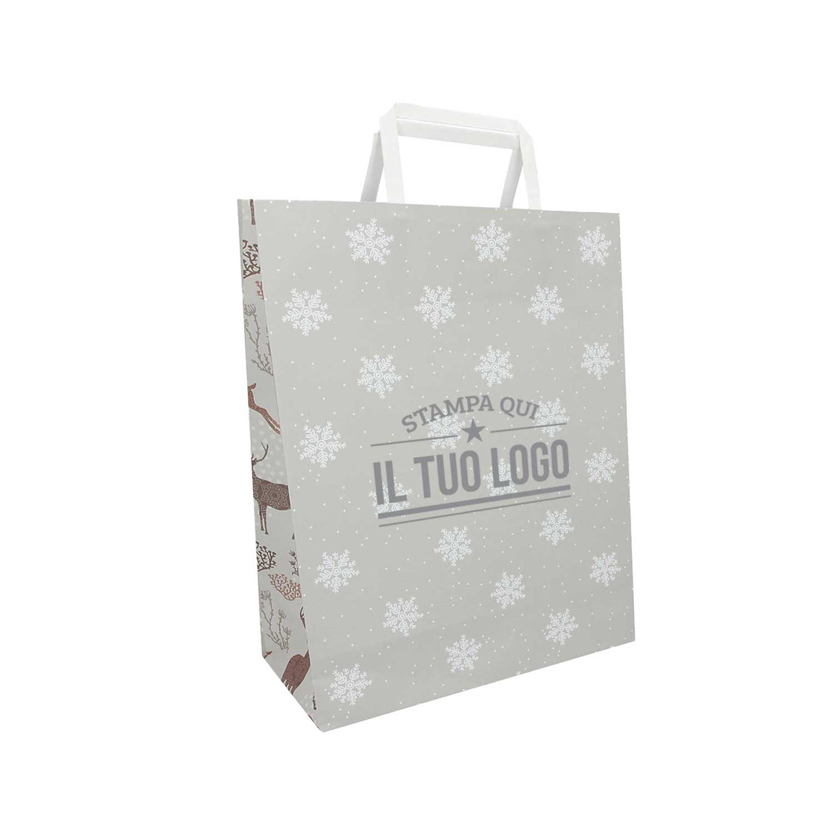 Shopper Carta Personalizzate Fantasia Renne Stampa Serigrafica