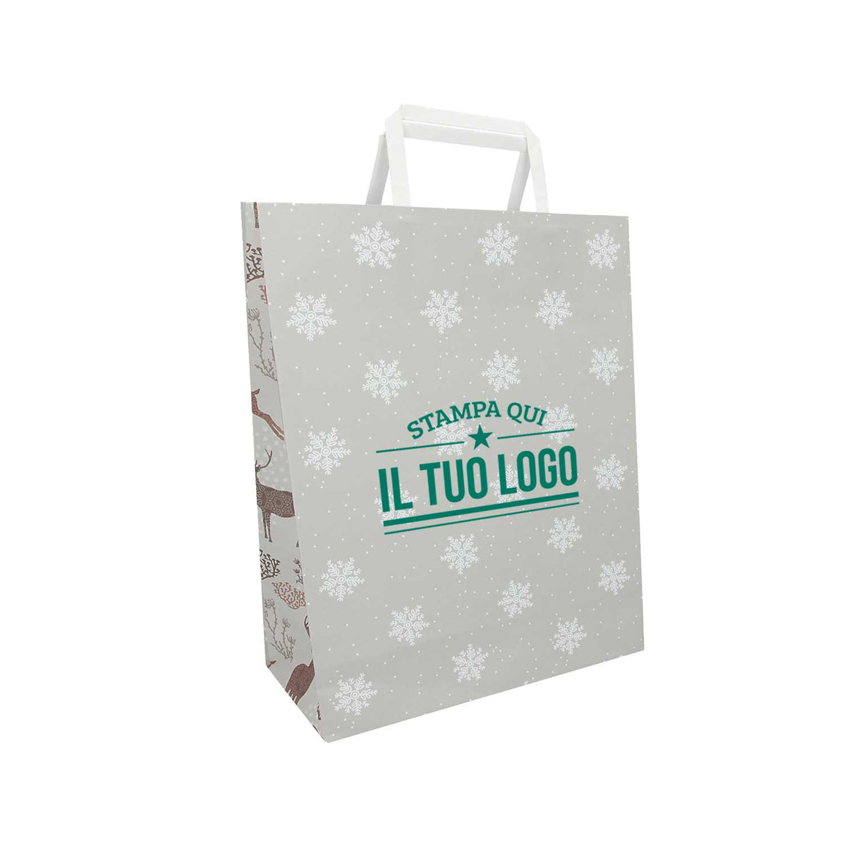 Shopper Carta Personalizzate Fantasia Renne Stampa Serigrafica