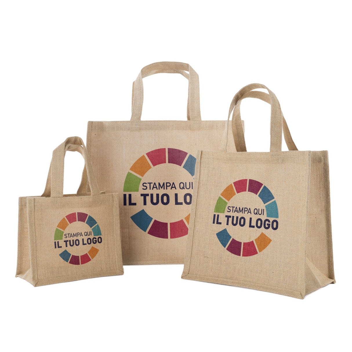 Shopper in Juta Personalizzabile con Manico Piatto