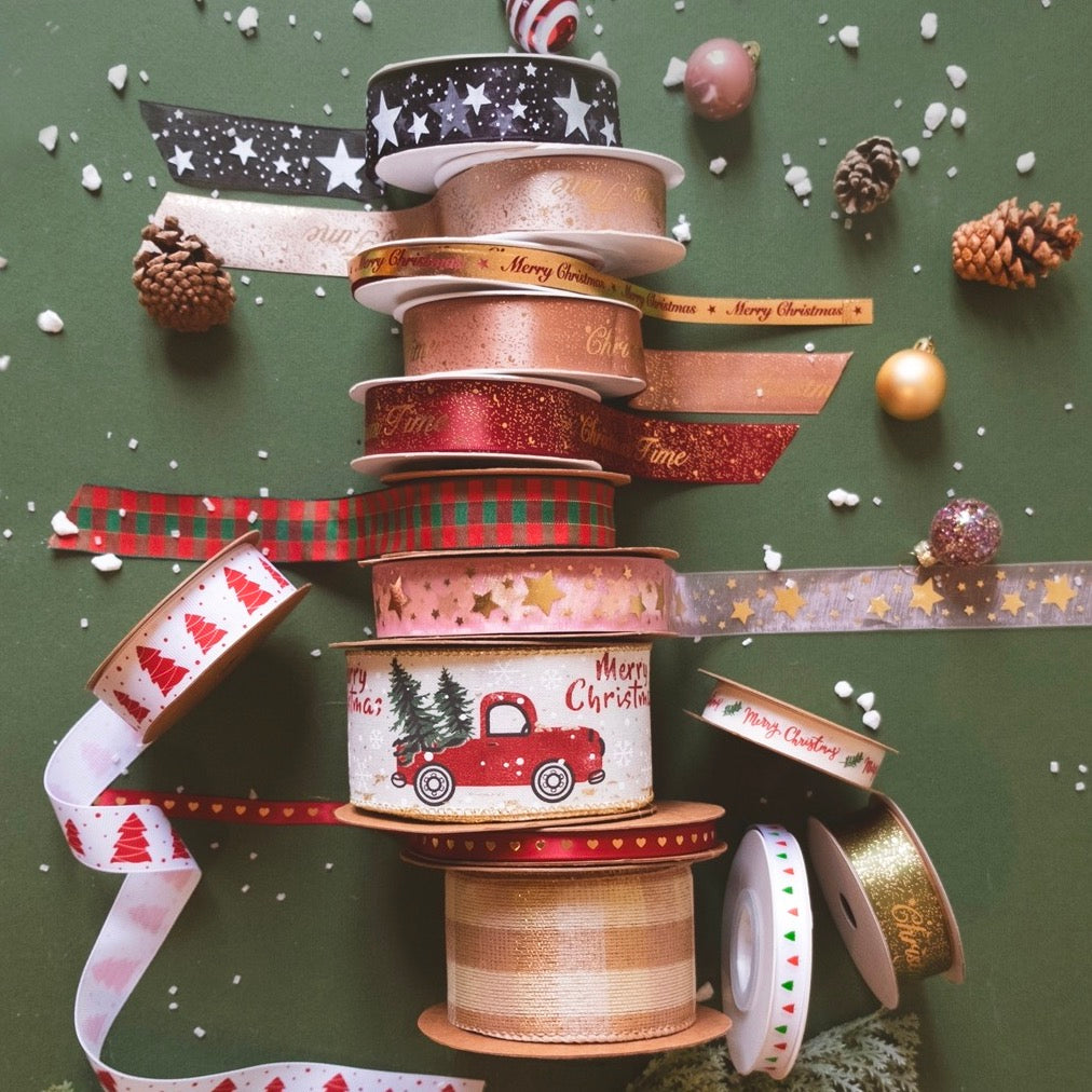 Nastro Doppio Raso Glitterato Christmas Time