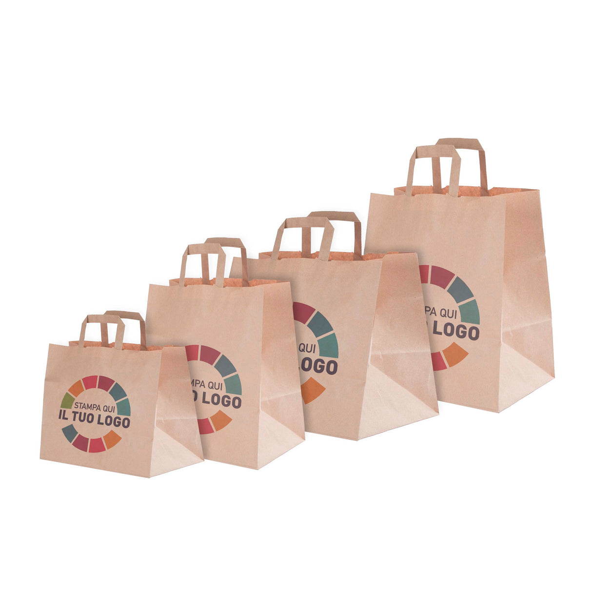 Shopper Carta Food Maniglia piattina Personalizzabile a colori su 1 o 2 lati