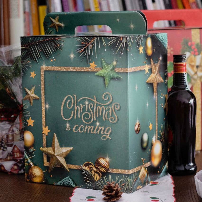 Scatole Natalizie Manigliate Christmas Coming Decori Oro