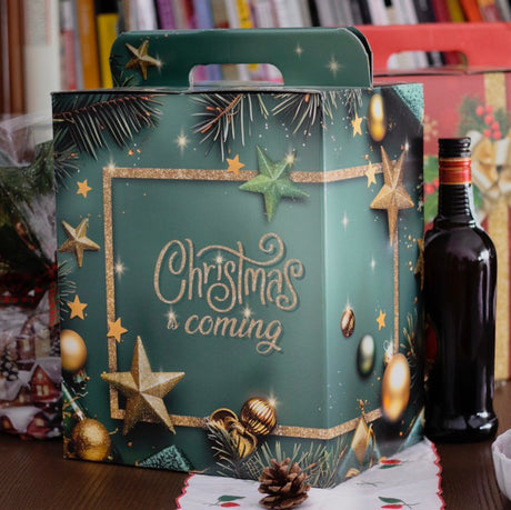Scatole Natalizie Manigliate Christmas Coming Decori Oro