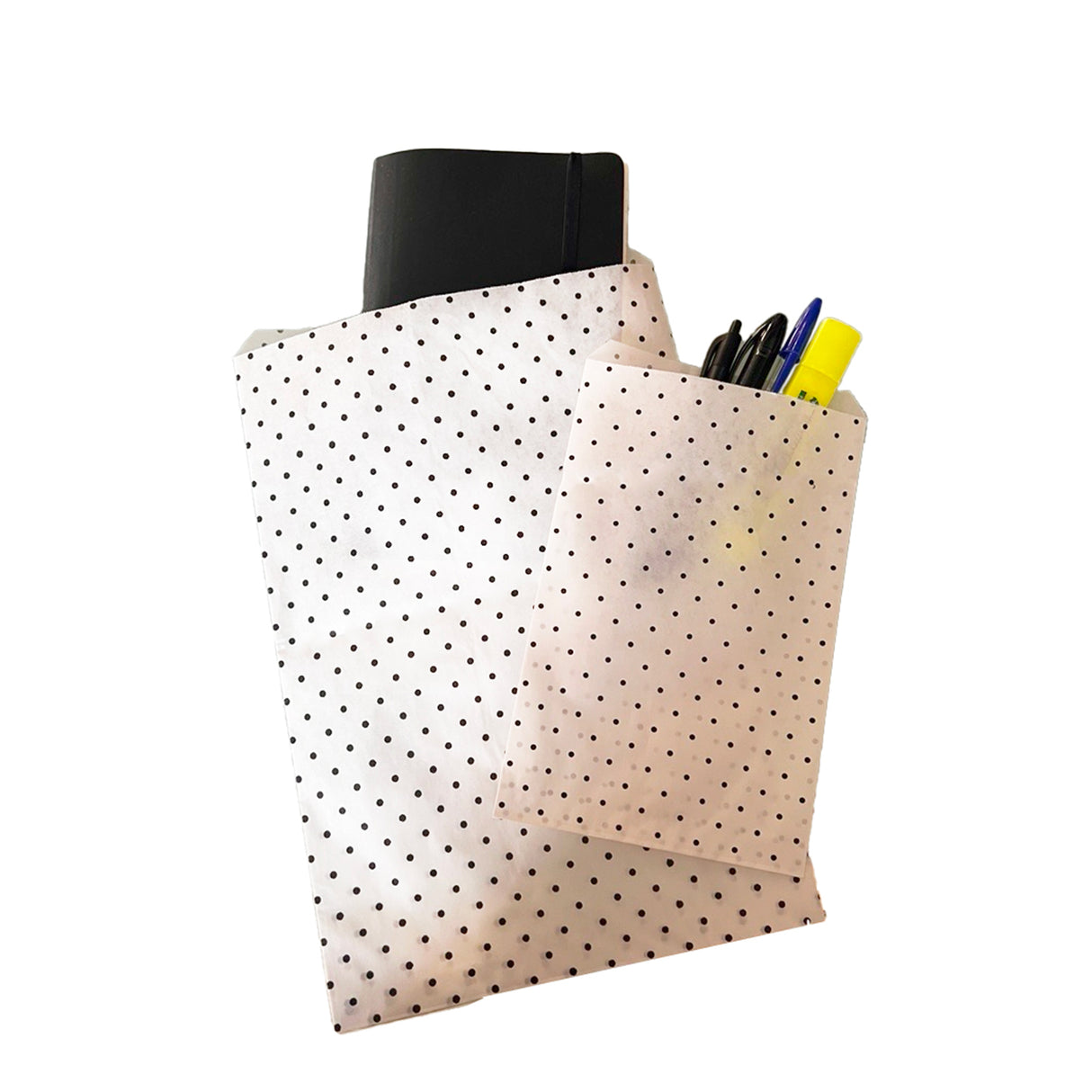 Sacchetto Carta Kraft Bianco Pois senza soffietto