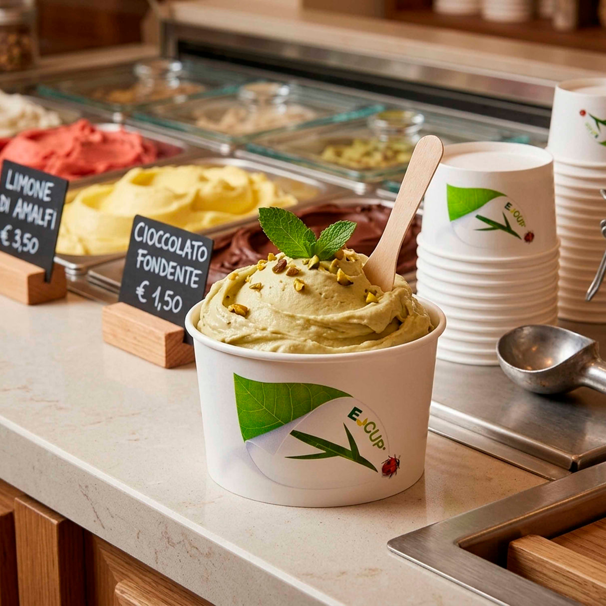 Coppette Gelato Bio in Cartoncino e MaterBi