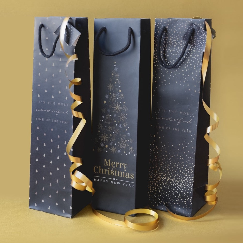 Shopper Wine Black Christmas Per Bottiglie