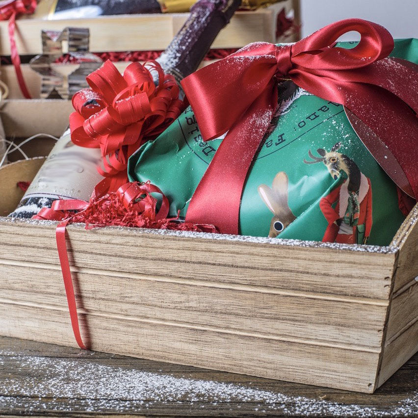 Cesto Vassoio in Legno di Acacia Naturale