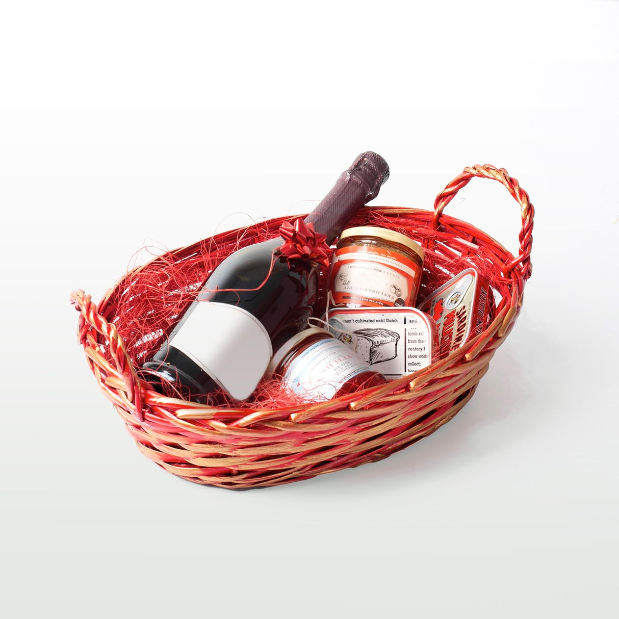 Cesto Ovale Rosso con manici