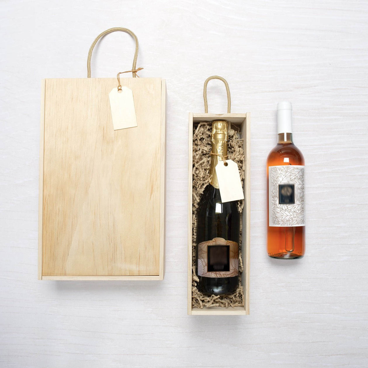 Scatole di legno per bottiglie con chiusura scorrevole in legno
