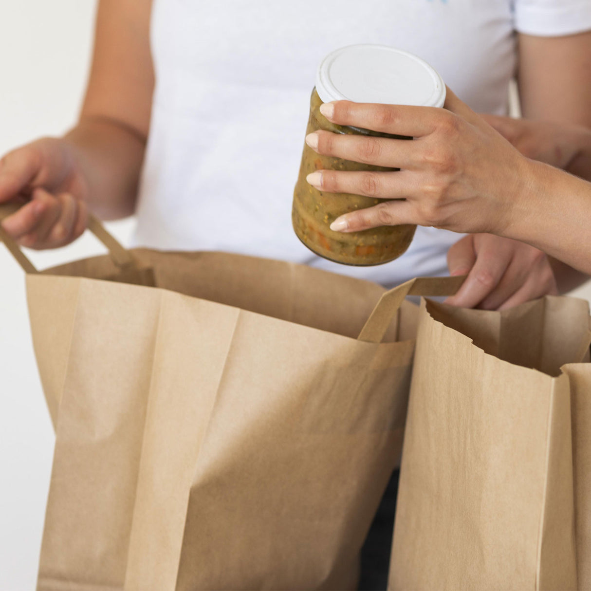 Shopper Carta Kraft Linea Food Avana Fondo Largo