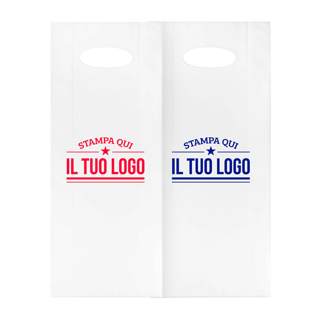 Shopper in Plastica Bianca Porta Bottiglie Personalizzabile