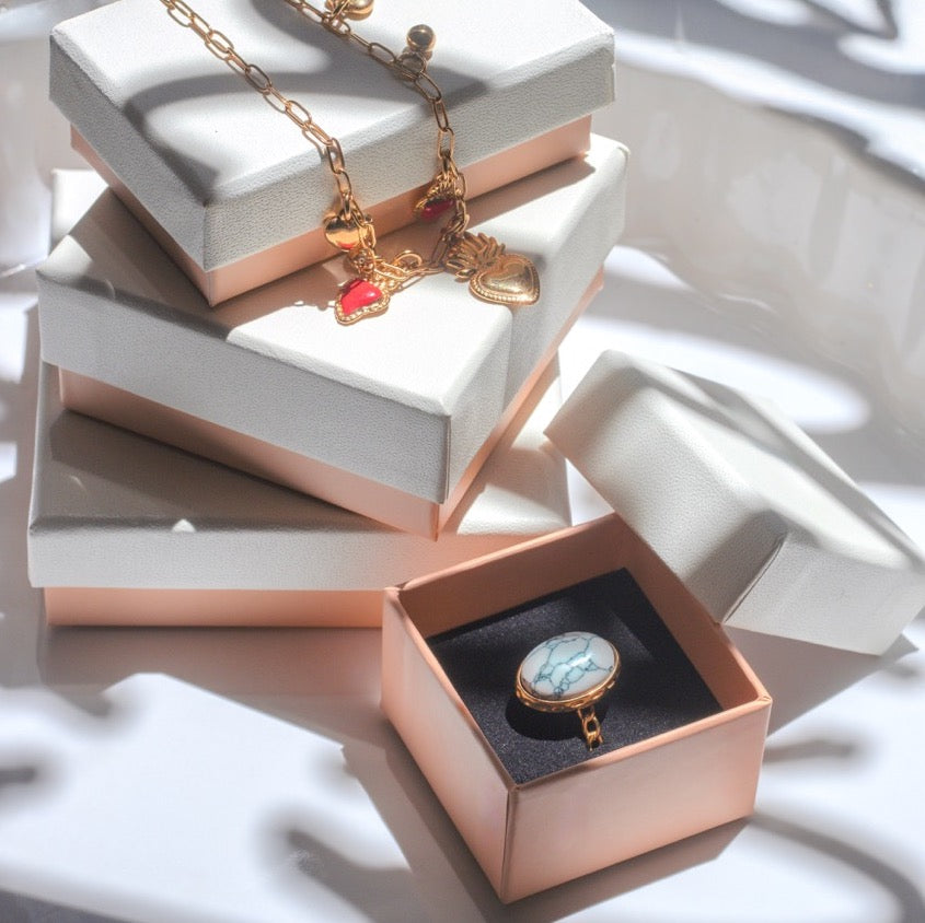 Astuccio Gioielleria Bicolor Avorio Rosa Cipria