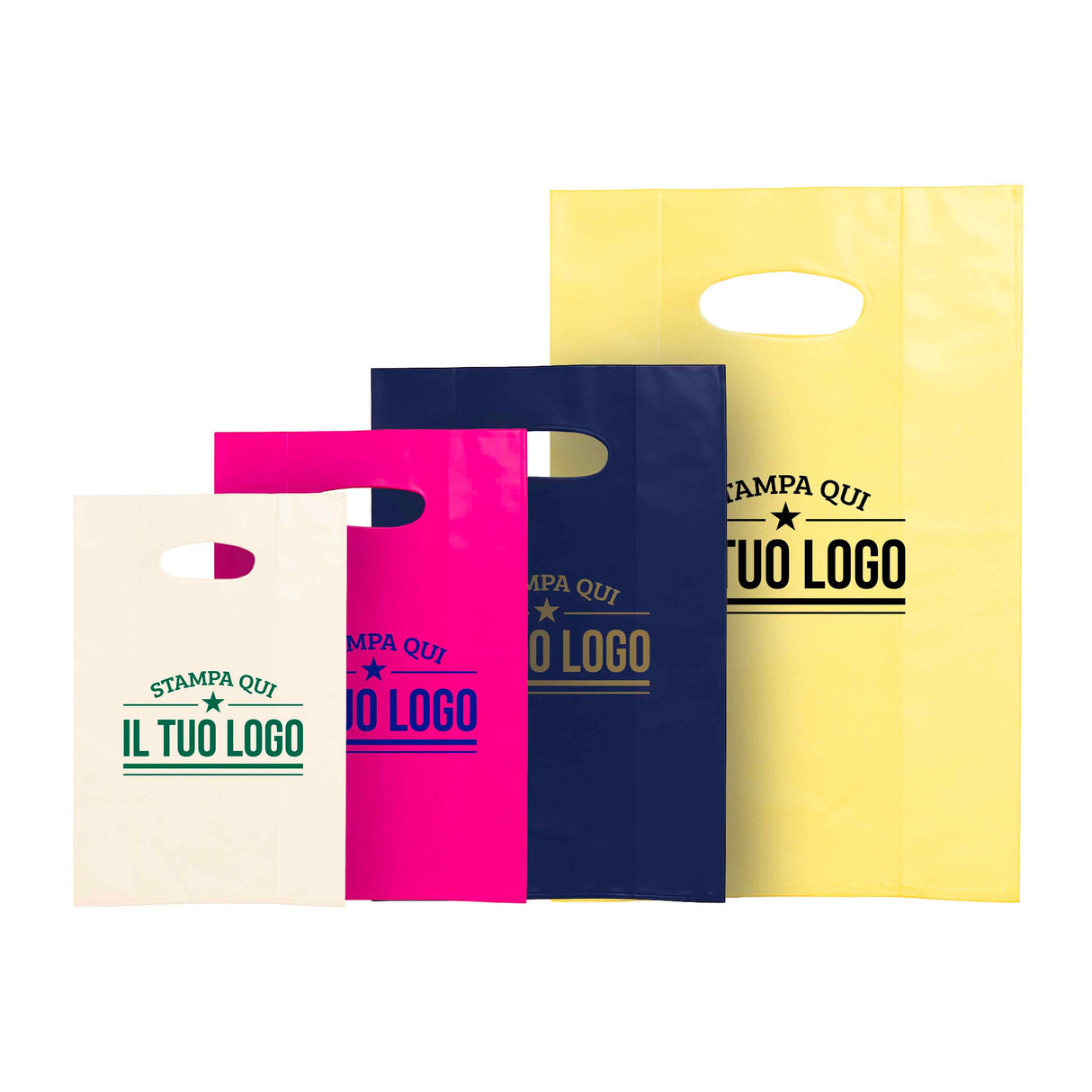 Shopper in Plastica Colorata Personalizzabile con Logo