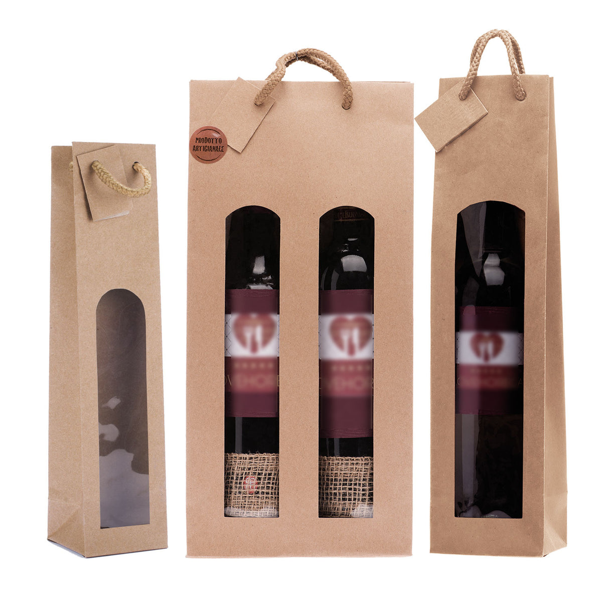 Shopper Natural Edition con Finestra Avana Per Bottiglie