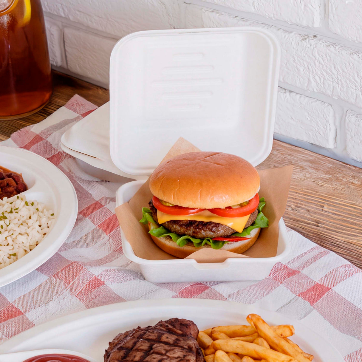 Boîte à burger en pulpe de cellulose biodégradable et