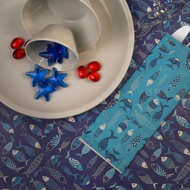 Portaposate con Tovagliolo Blue Fish