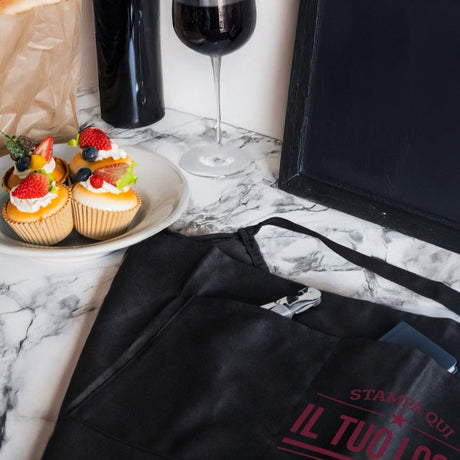 Grembiule Nero Corto Senza Tasche Personalizzabile