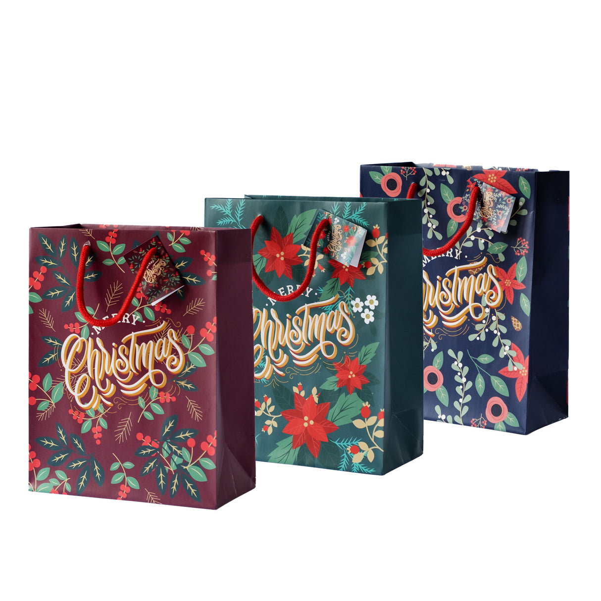 Buste Shopper Carta Merry Xmas Stelle e Bacche