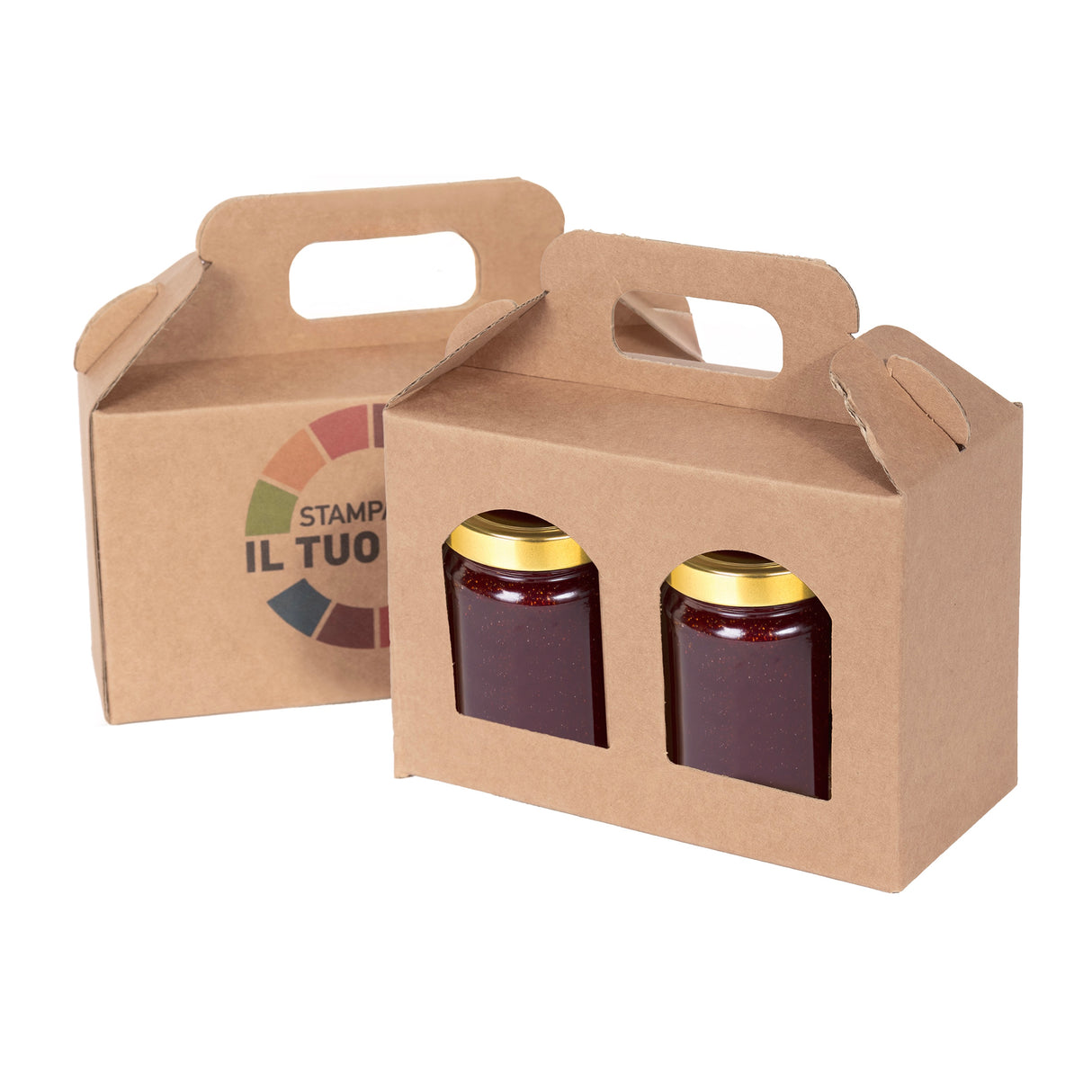 Boîtes kraft porte-pots 2 emplacements personnalisables