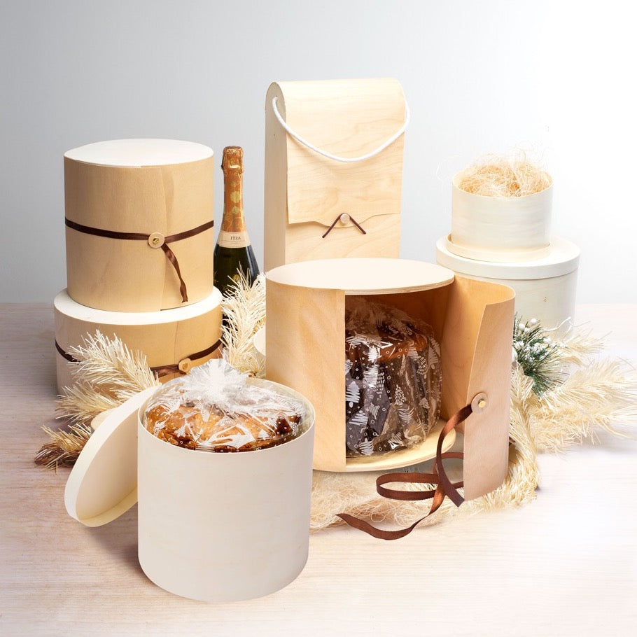 Scatola Legno Portapanettone con Nastro