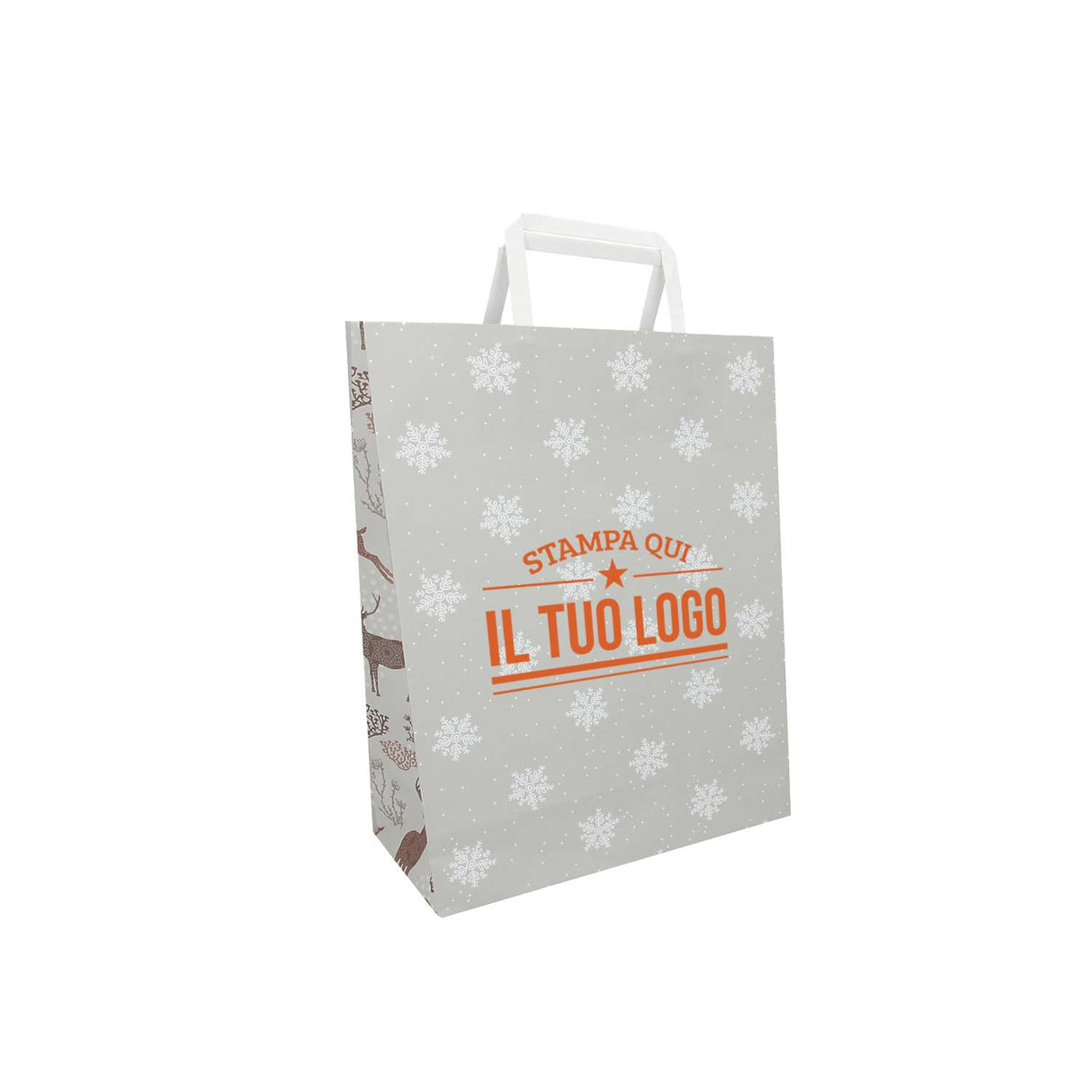 Shopper Carta Personalizzate Fantasia Renne Stampa Serigrafica