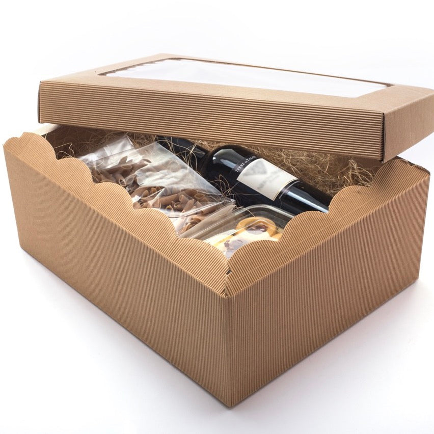 Scatola Onda Avana Coperchio con Finestra