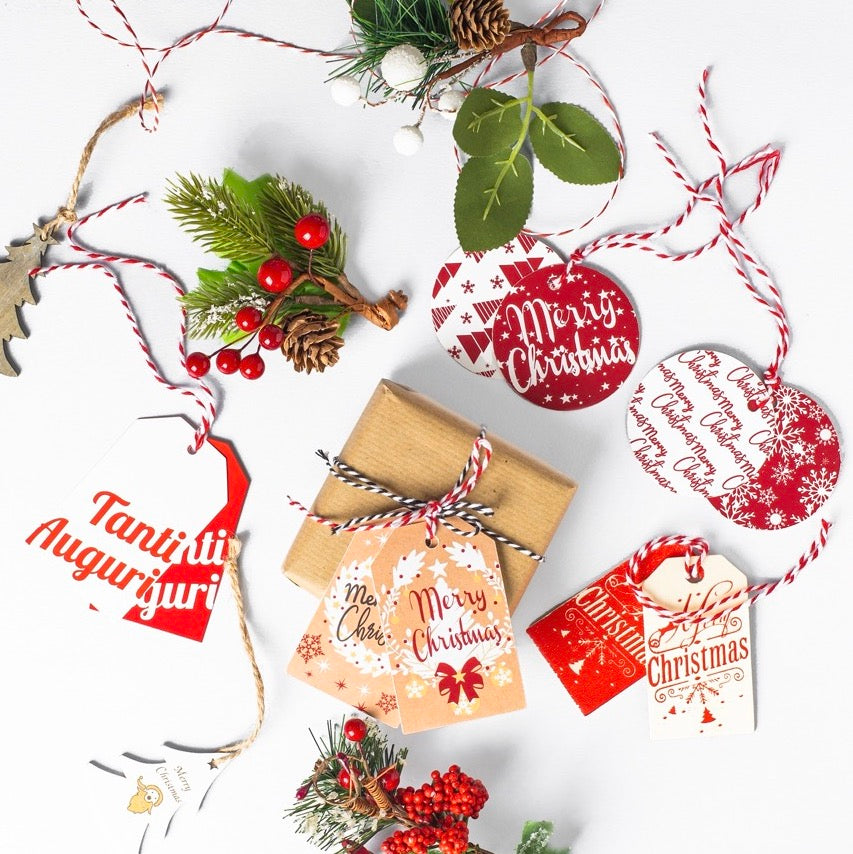 Tag Christmas Kraft Red Mix