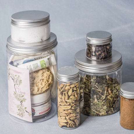 Barattolo Plastica Trasparente con Coperchio