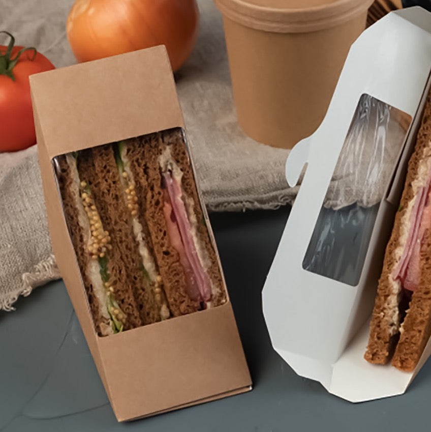 Scatola per Tramezzini in Cartoncino Finestrata Avana