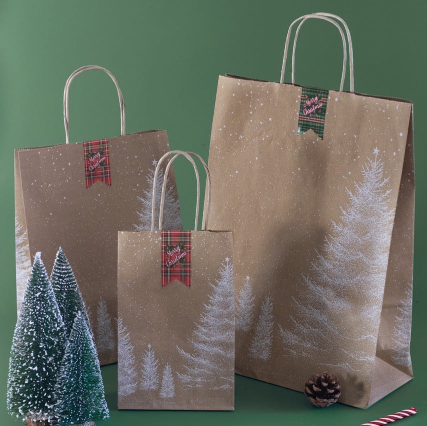 Shopper Carta Kraft Bianco Natale