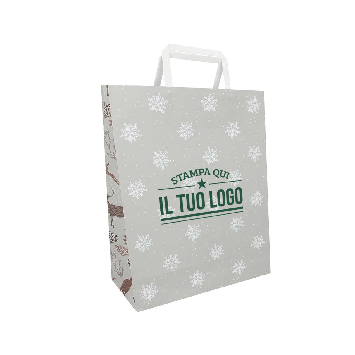 Shopper Carta Personalizzate Fantasia Renne Stampa Serigrafica