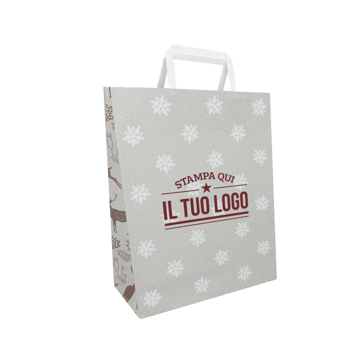 Shopper Carta Personalizzate Fantasia Renne Stampa Serigrafica