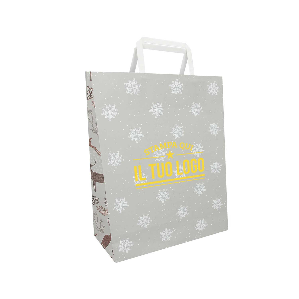 Shopper Carta Personalizzate Fantasia Renne Stampa Serigrafica