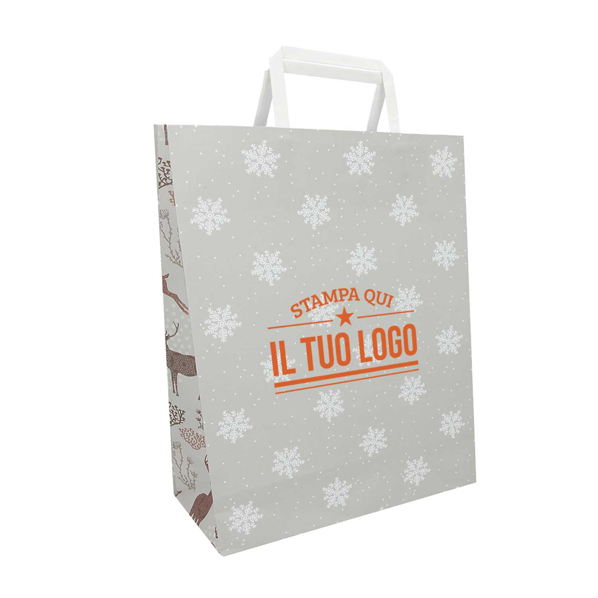 Shopper Carta Personalizzate Fantasia Renne Stampa Serigrafica