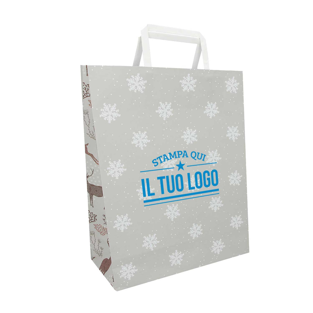 Shopper Carta Personalizzate Fantasia Renne Stampa Serigrafica
