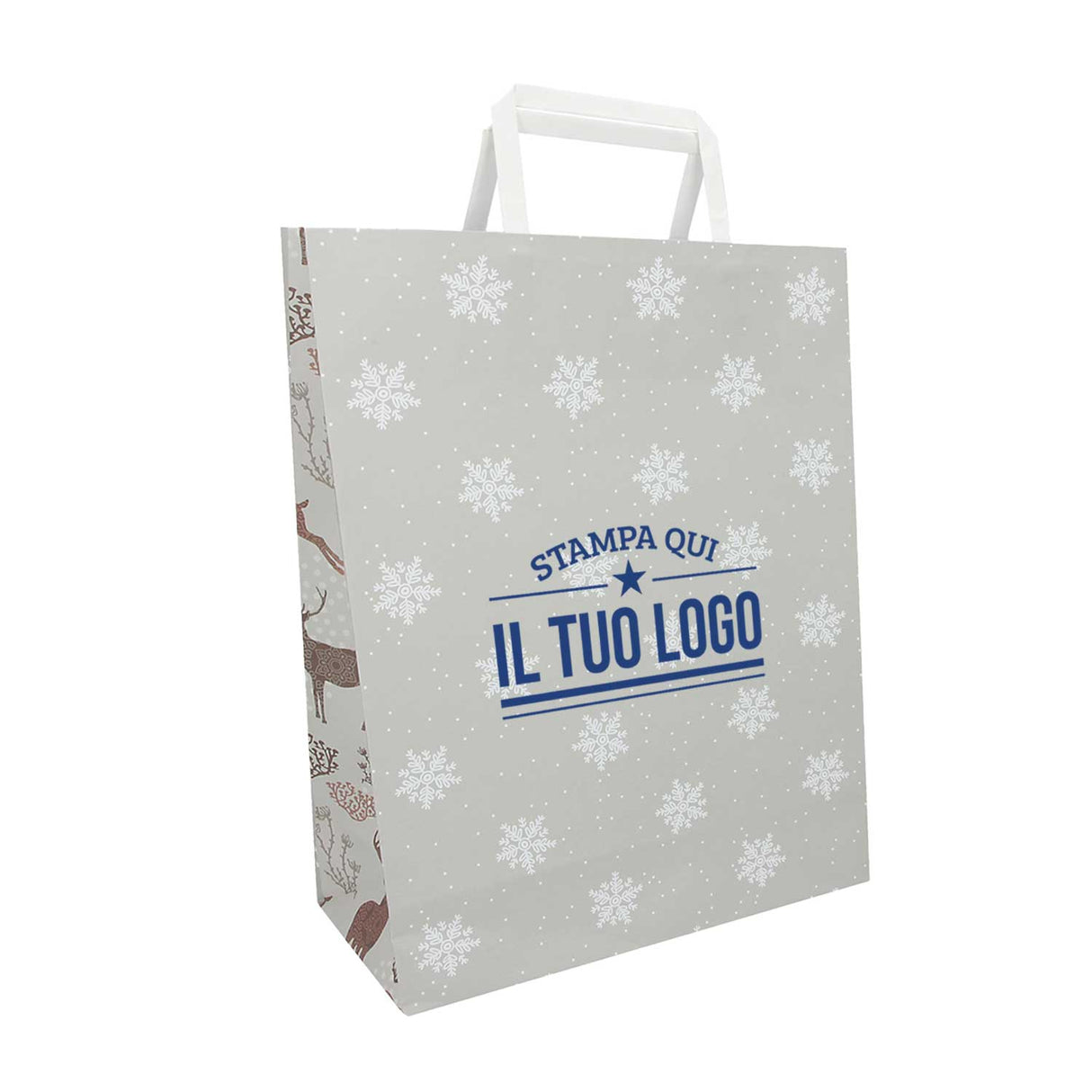 Shopper Carta Personalizzate Fantasia Renne Stampa Serigrafica