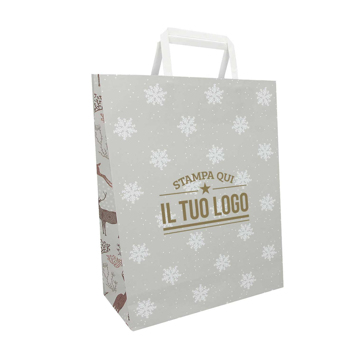 Shopper Carta Personalizzate Fantasia Renne Stampa Serigrafica