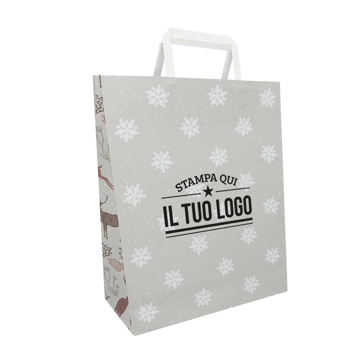Shopper Carta Personalizzate Fantasia Renne Stampa Serigrafica