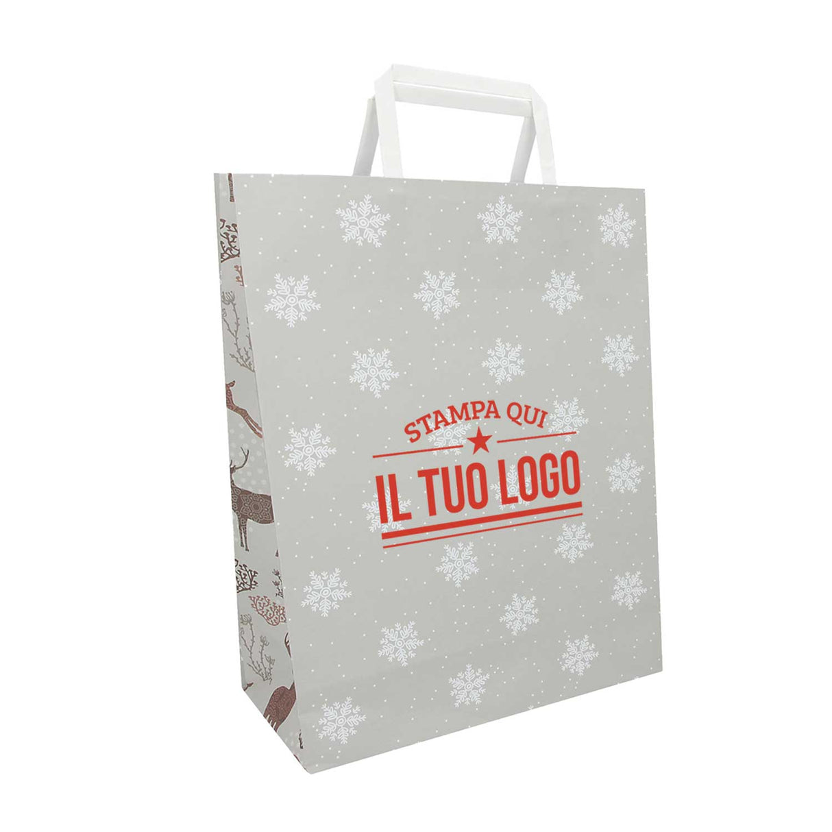 Shopper Carta Personalizzate Fantasia Renne Stampa Serigrafica