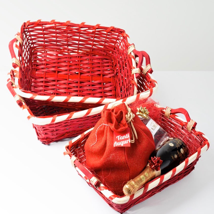 Set 3 Cesti Rossi Rettangolari