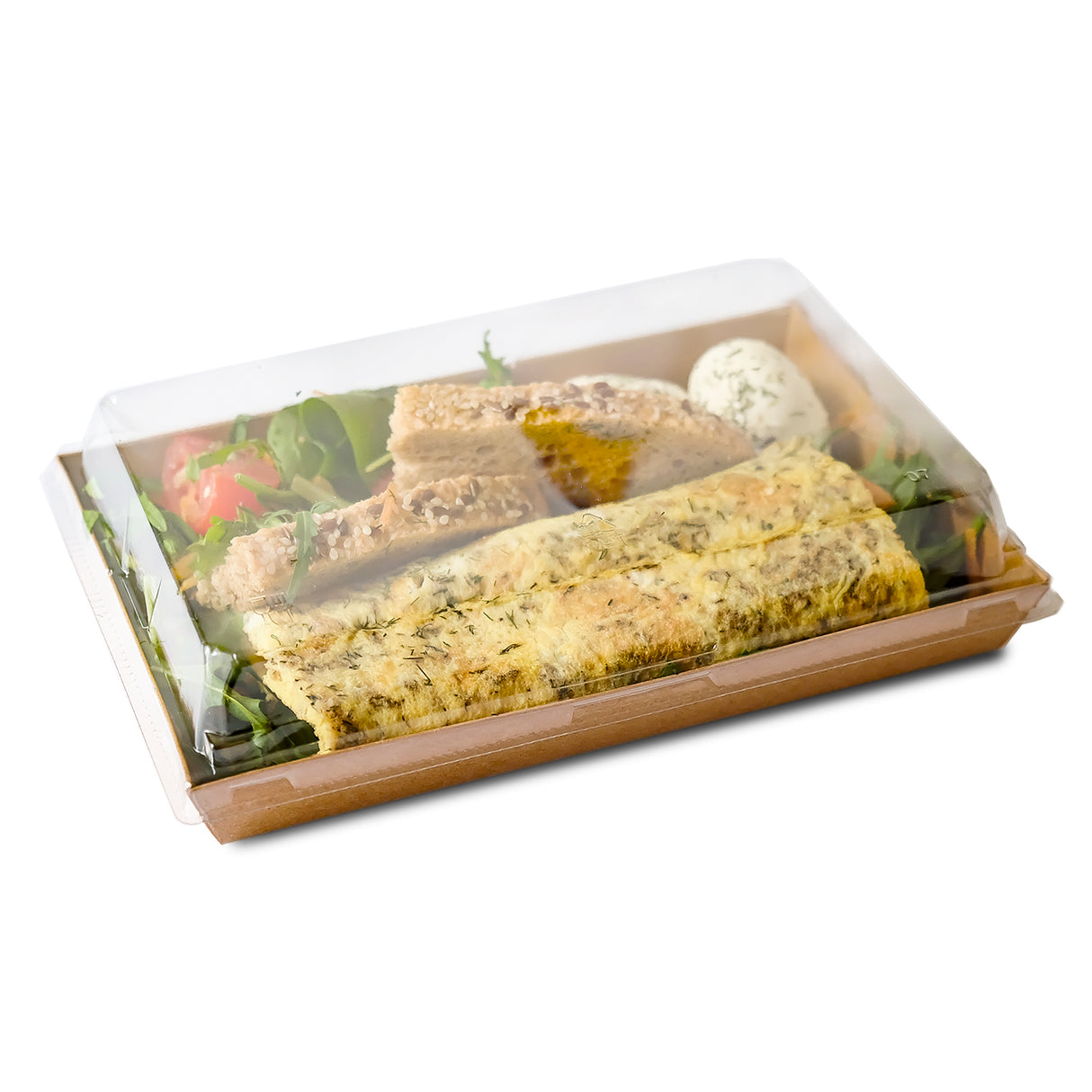 Scatole per Alimenti in Cartoncino con Coperchio in Plastica trasparente